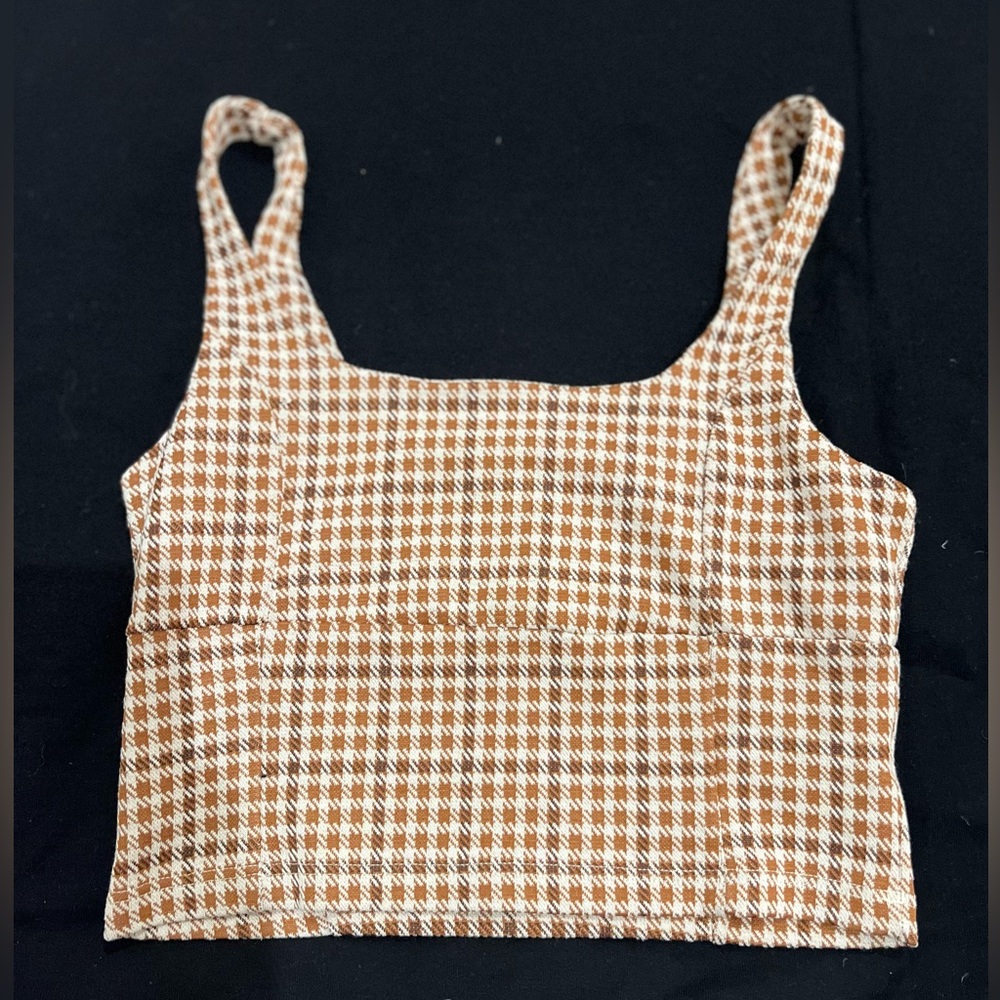 Brown houndstooth crop top, Altar’d State size Small